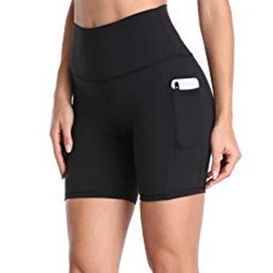 High waisted black biker shorts